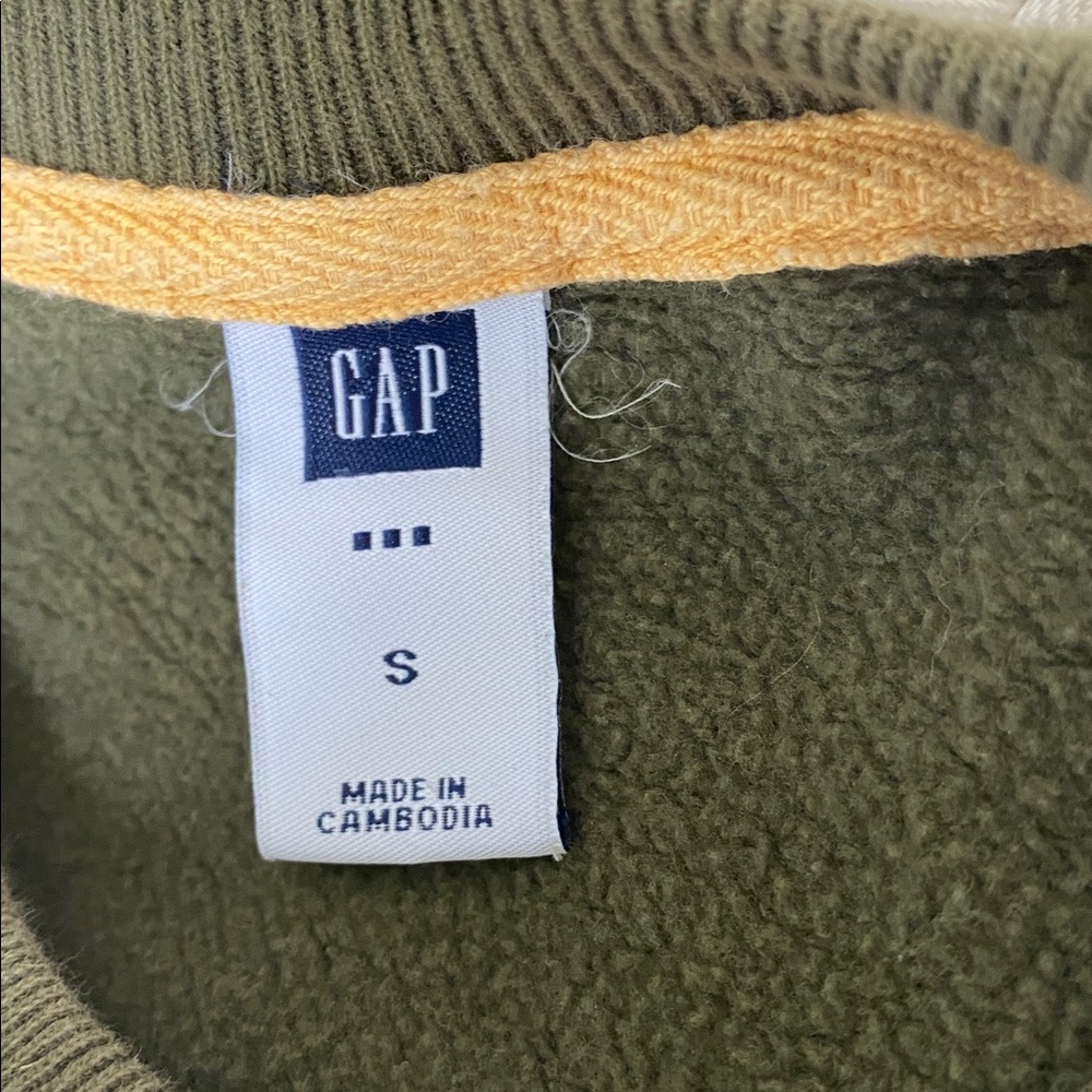 GAP Olive Crewneck Sweatshirt with Yellow Logo - Picture 3 of 3